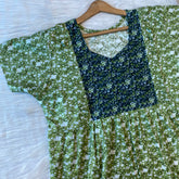 Pure Soft Cotton Vertical Frill Type Feeding Nighty, Free Size, Short Sleeve Sleepwear in Premium Softest Cotton Fabric (Bra Size 34"-40" | 54″-56″ length)